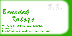 benedek kolozs business card